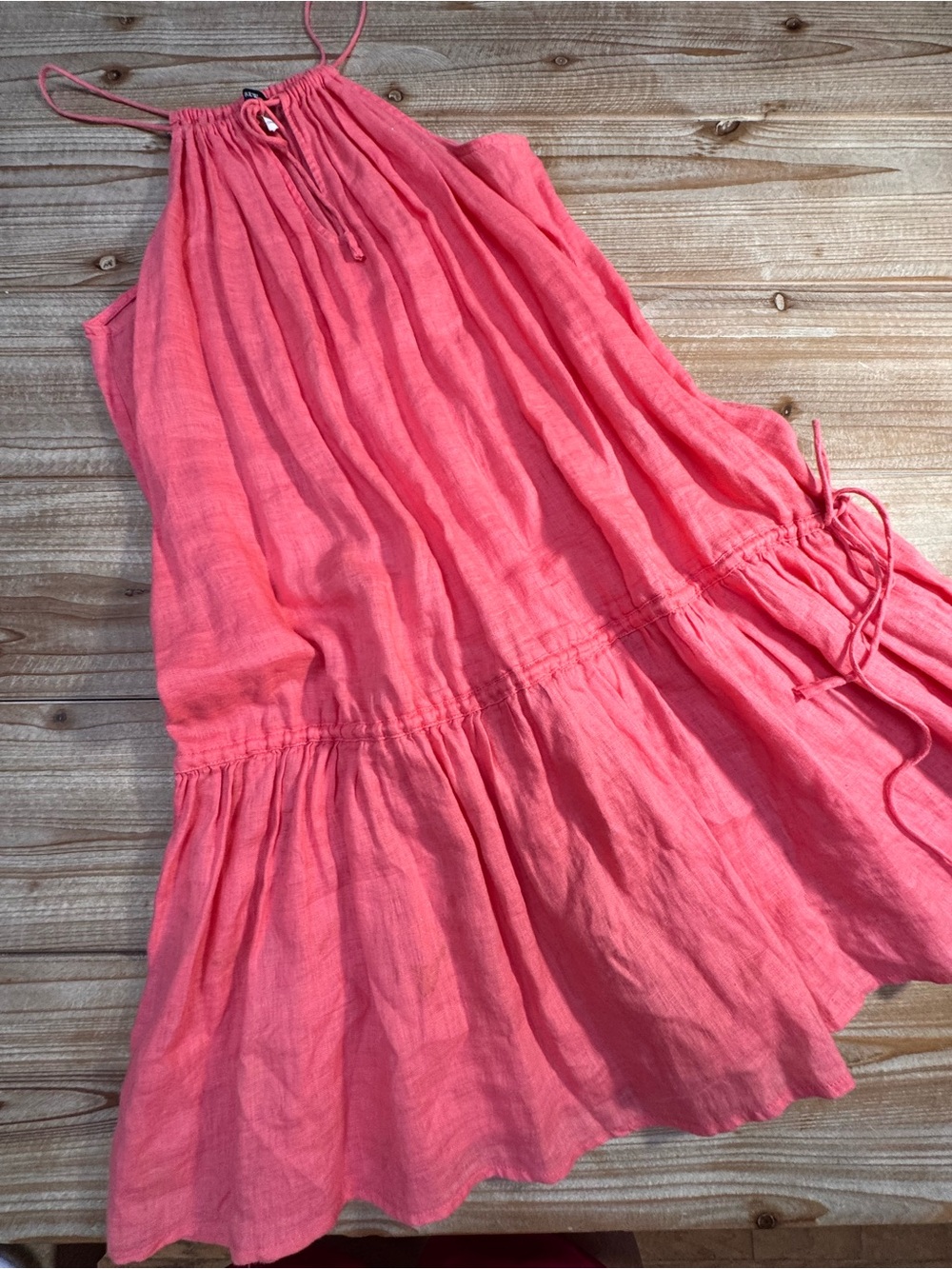 J.Crew 100% Linen Coral Halter Dress | Size M | Summer Resort